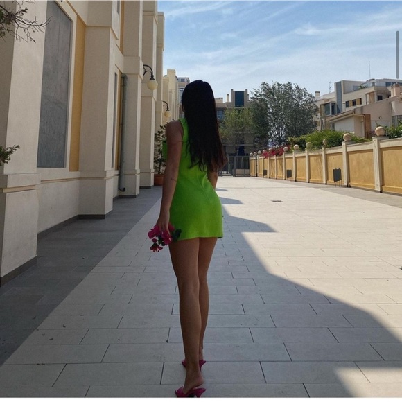 NWT ZARA Textured Weave Dress With Buttons M Green - Picture 9 of 14